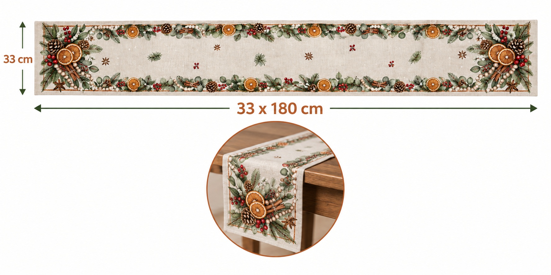 Taplak Meja Natal dengan Motif - Eucalyptus Preserved ulasan dan harga
